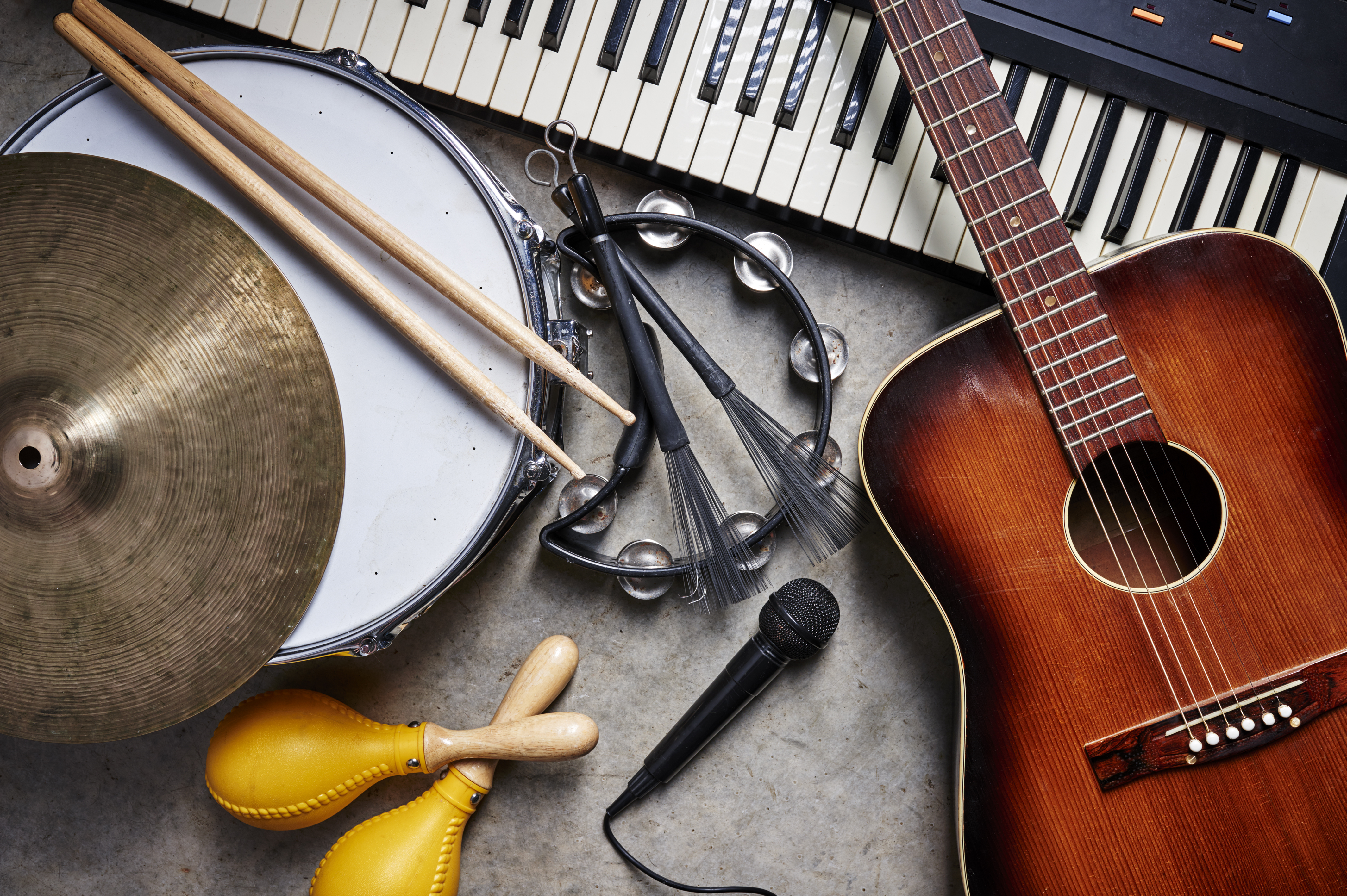 a selection of musical instruments