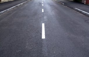 Picture of white lines on roadway