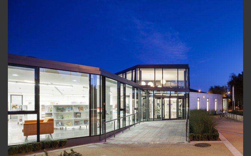 deansgrange library building at night