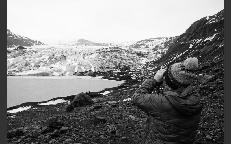 photo of Saoirse Higgins on solheimjokull glacier