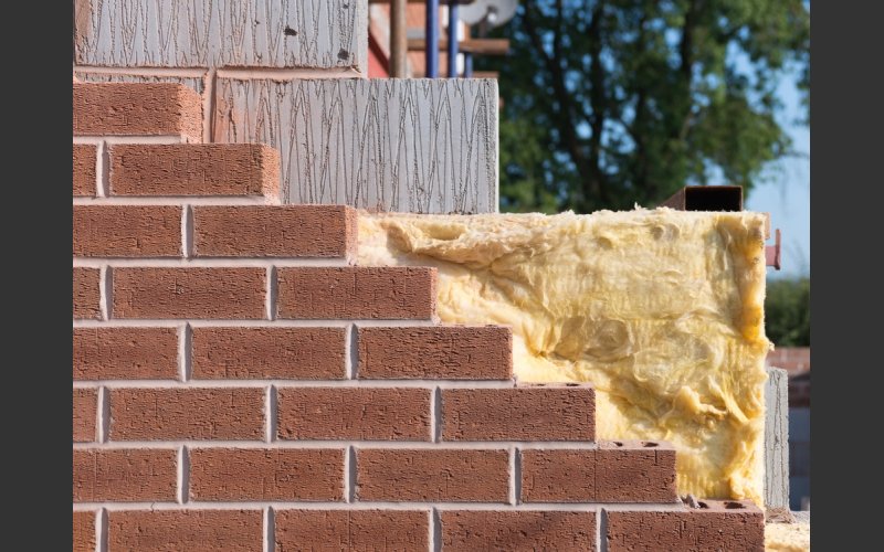 Redbrick wall with insulation