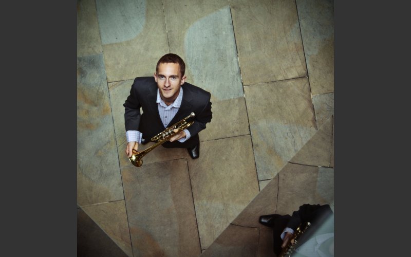 photograph of Darren Cornish Moore with trumpet