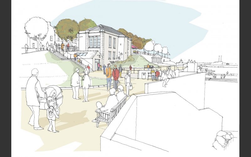 An artist’s view of the proposed development of Dún Laoghaire Baths, viewed from Newtownsmith