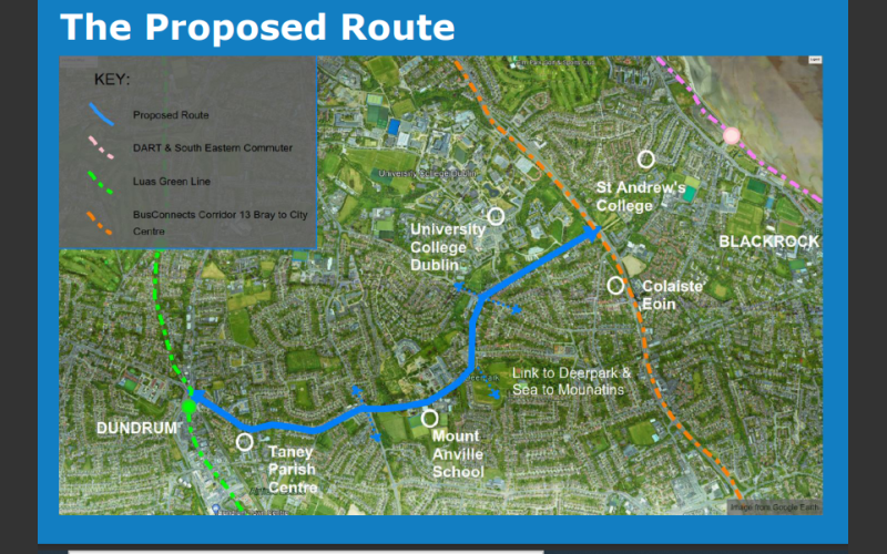 Taney Road Proposed route for Active Travel Improvements 