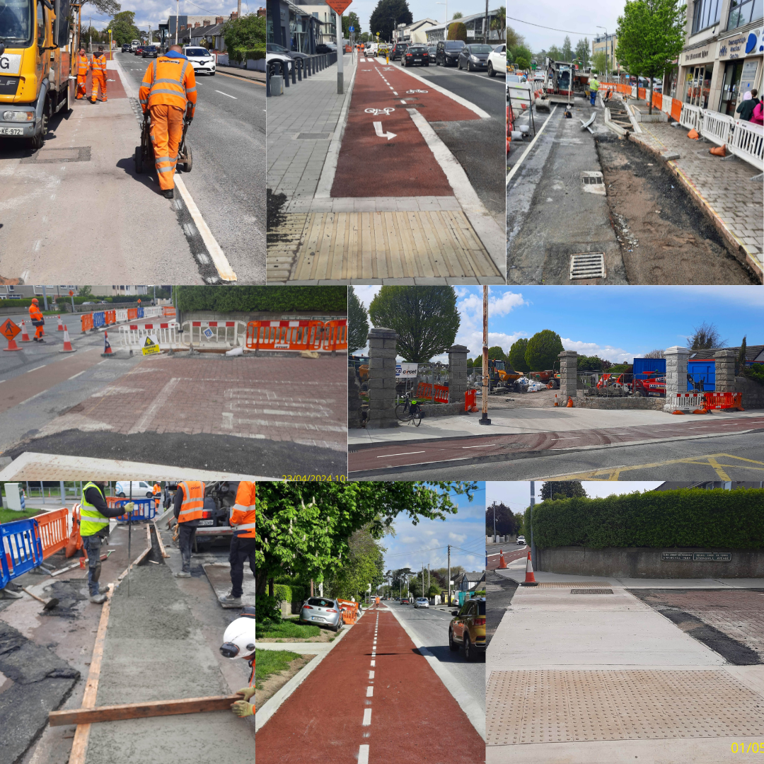 Deansgrange scheme road work image collage