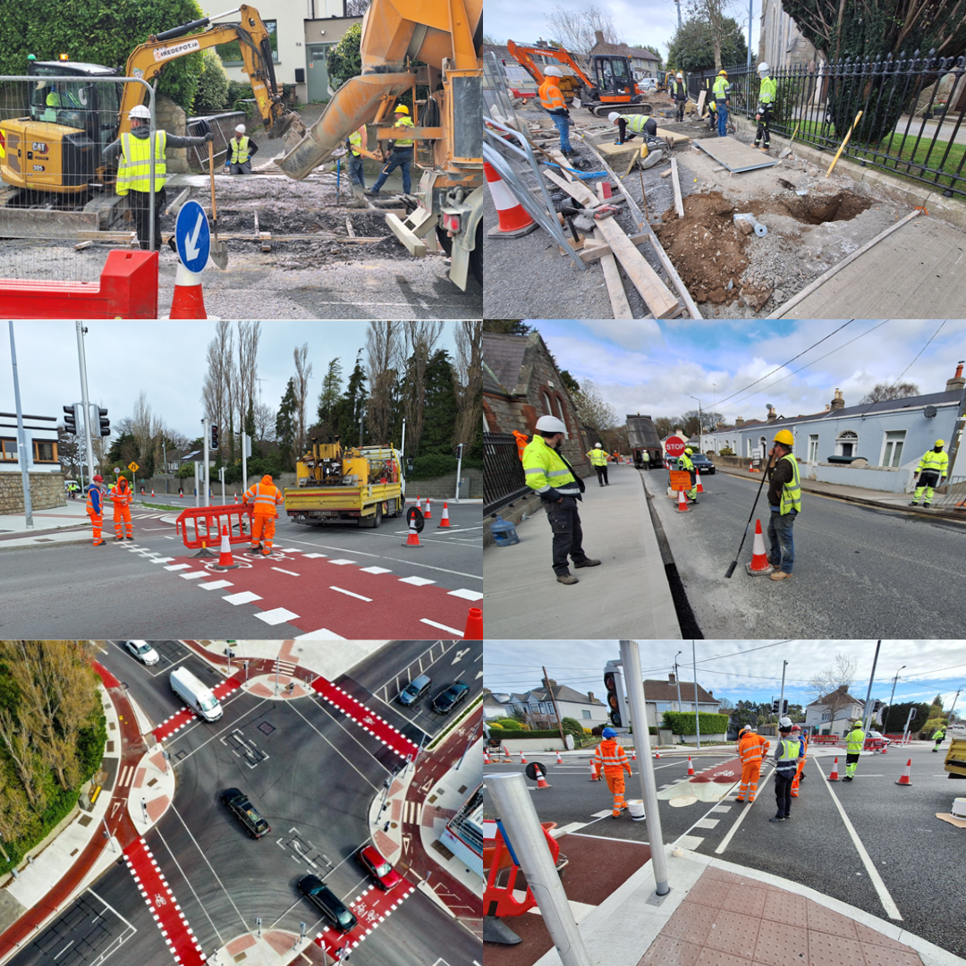 photo collage of road works being carried out for dl central project