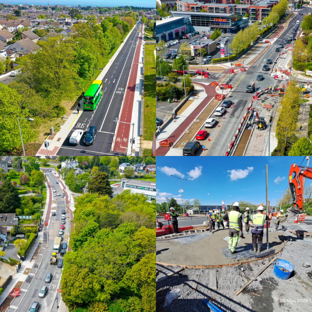 photo collages of road works related to dlr central project