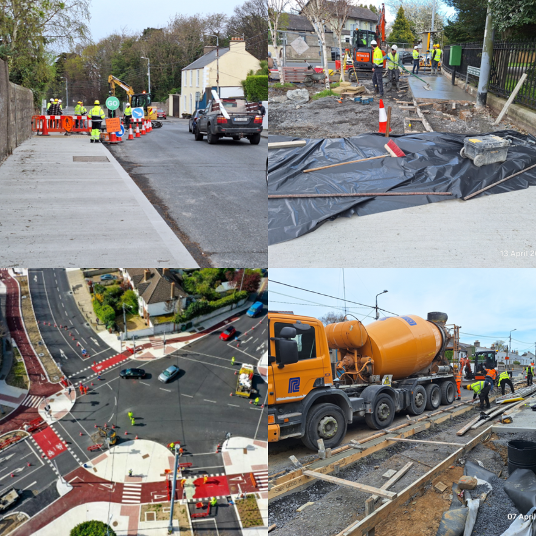 photo collages of road works