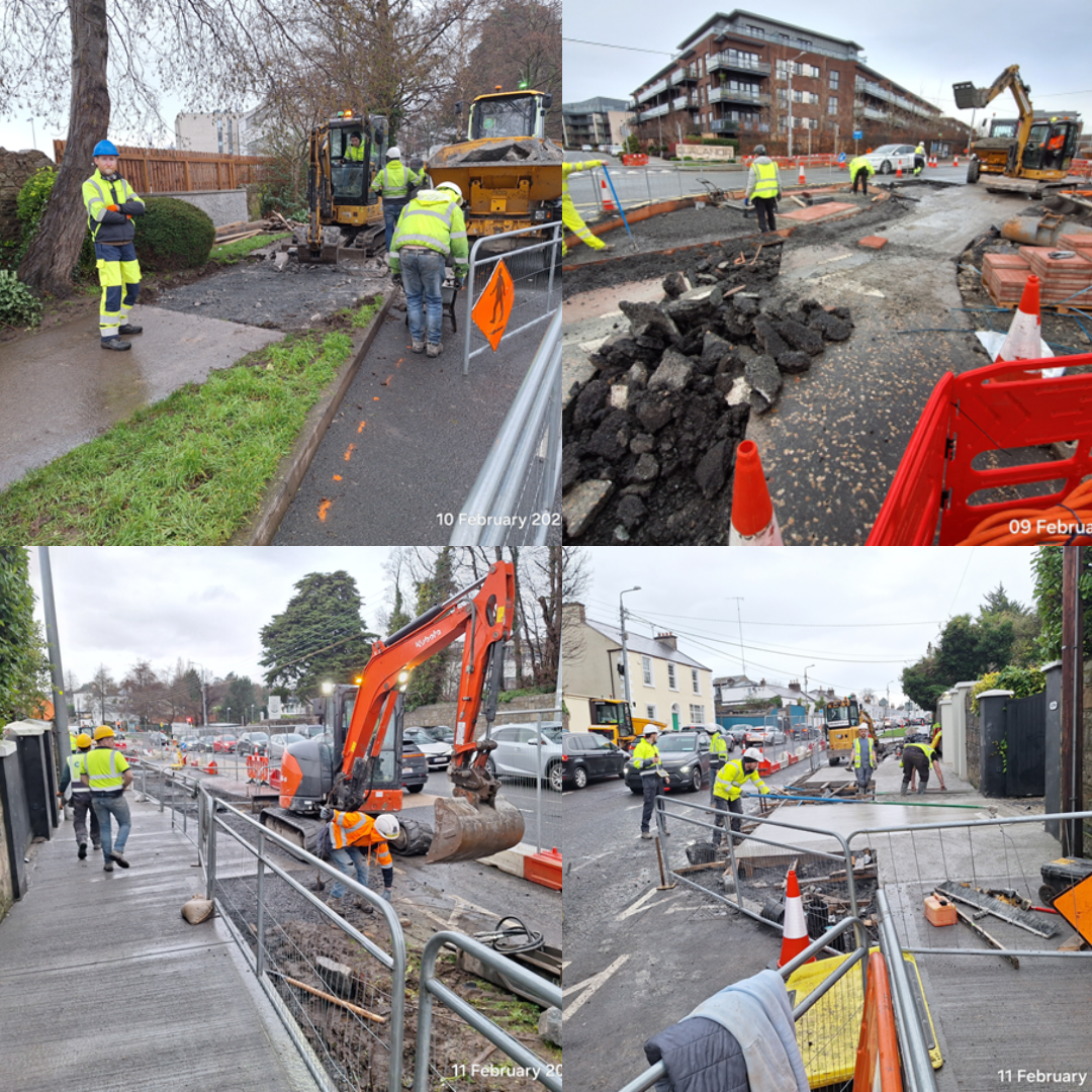 collage of images showing road works for dl central project