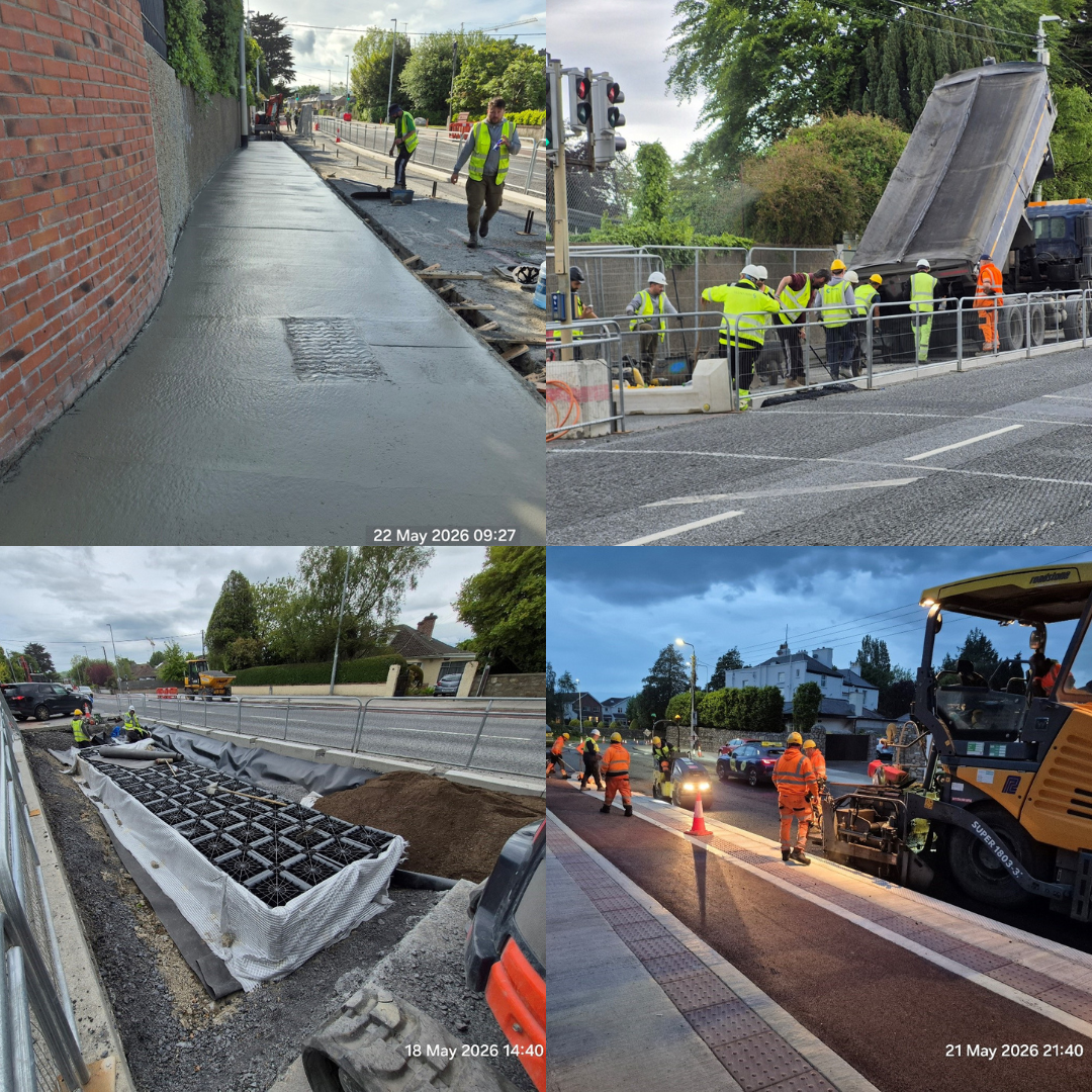 photo collages of road works related to dl central project