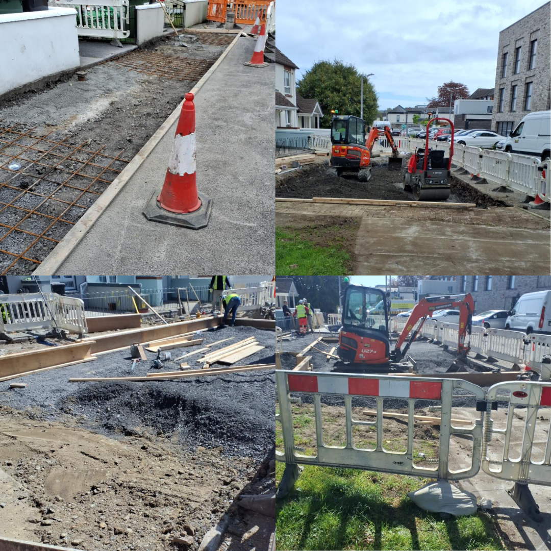 photo collages of road works related to safe routes to school project