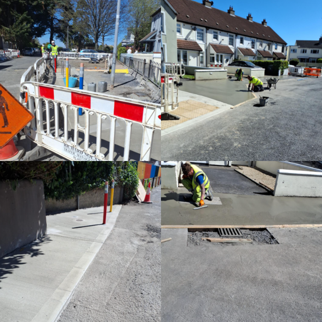 photo collages of road works related to safe routes to school project
