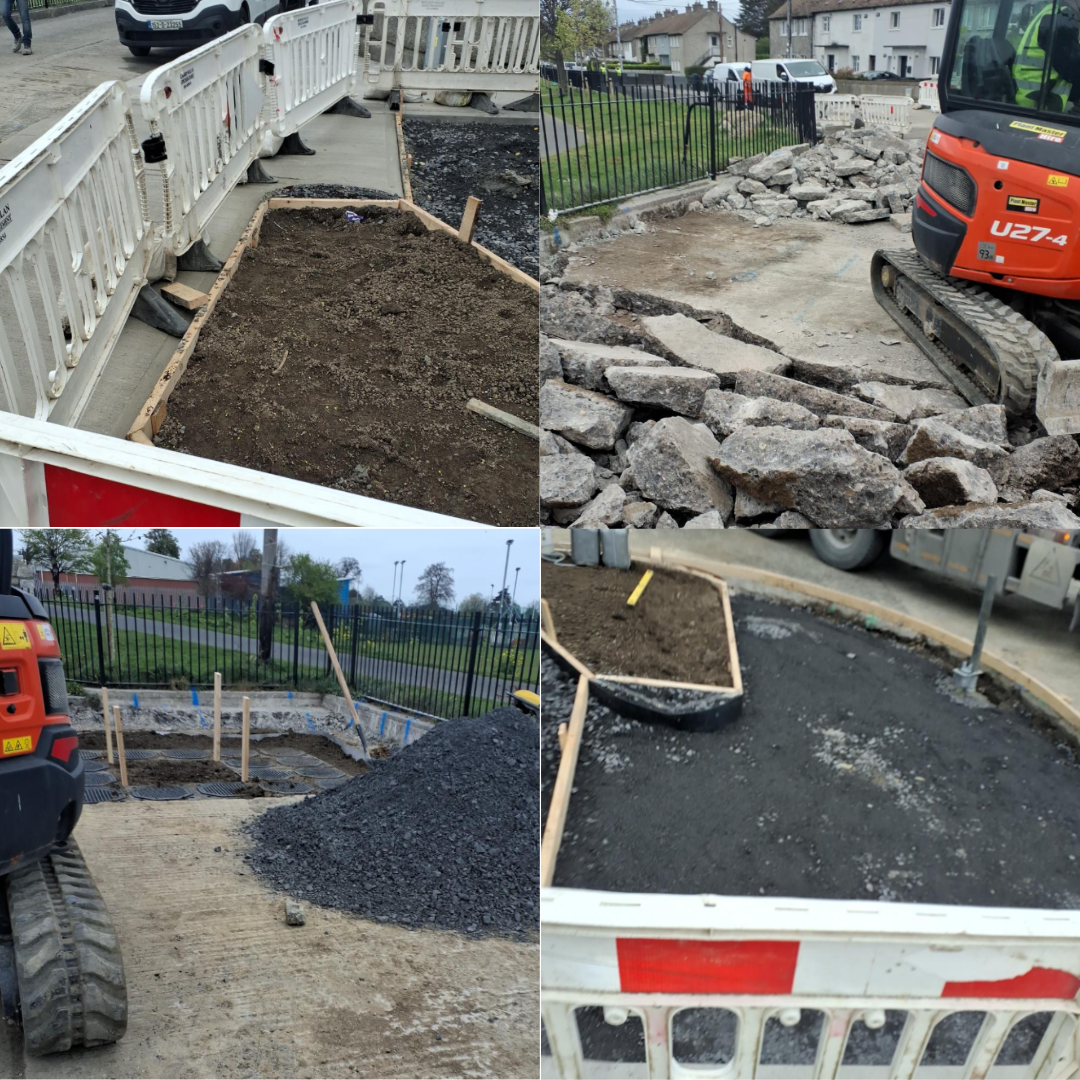 photo collages of road works 