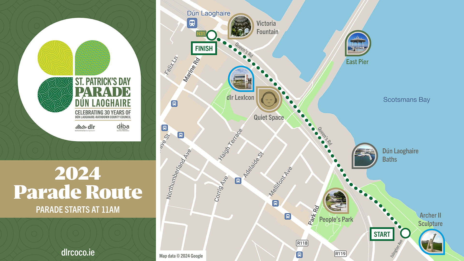Route Map St Patricks Day