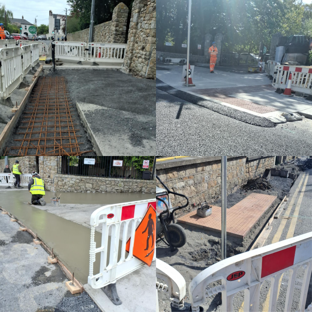 photo collages of road works related to safe routes to school project