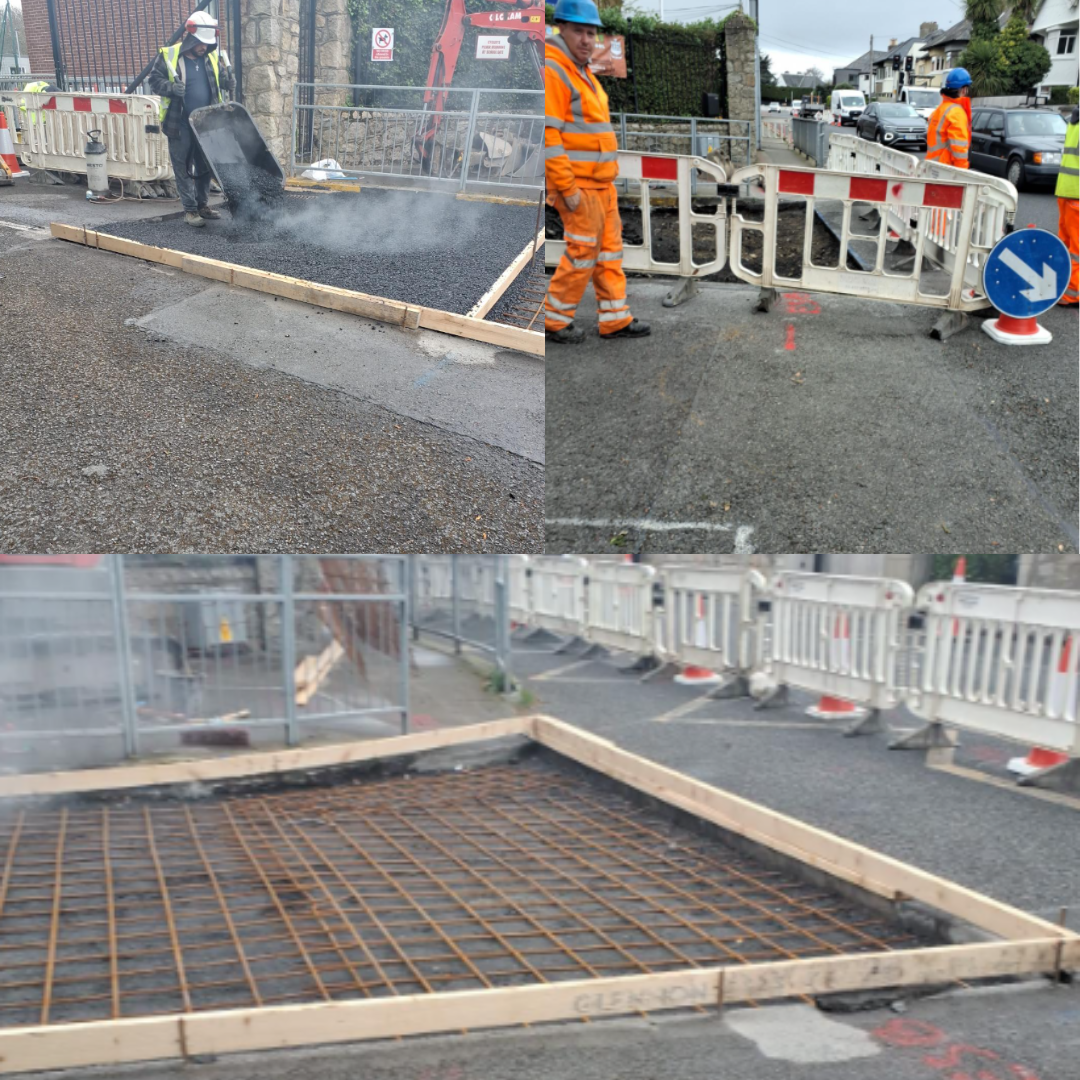 photo collages of road works 