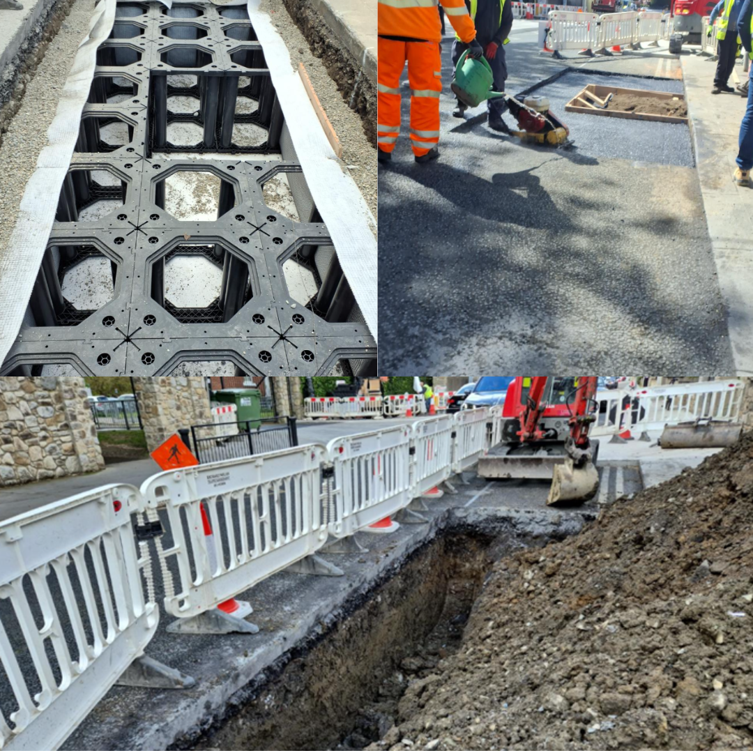 photo collages of road works
