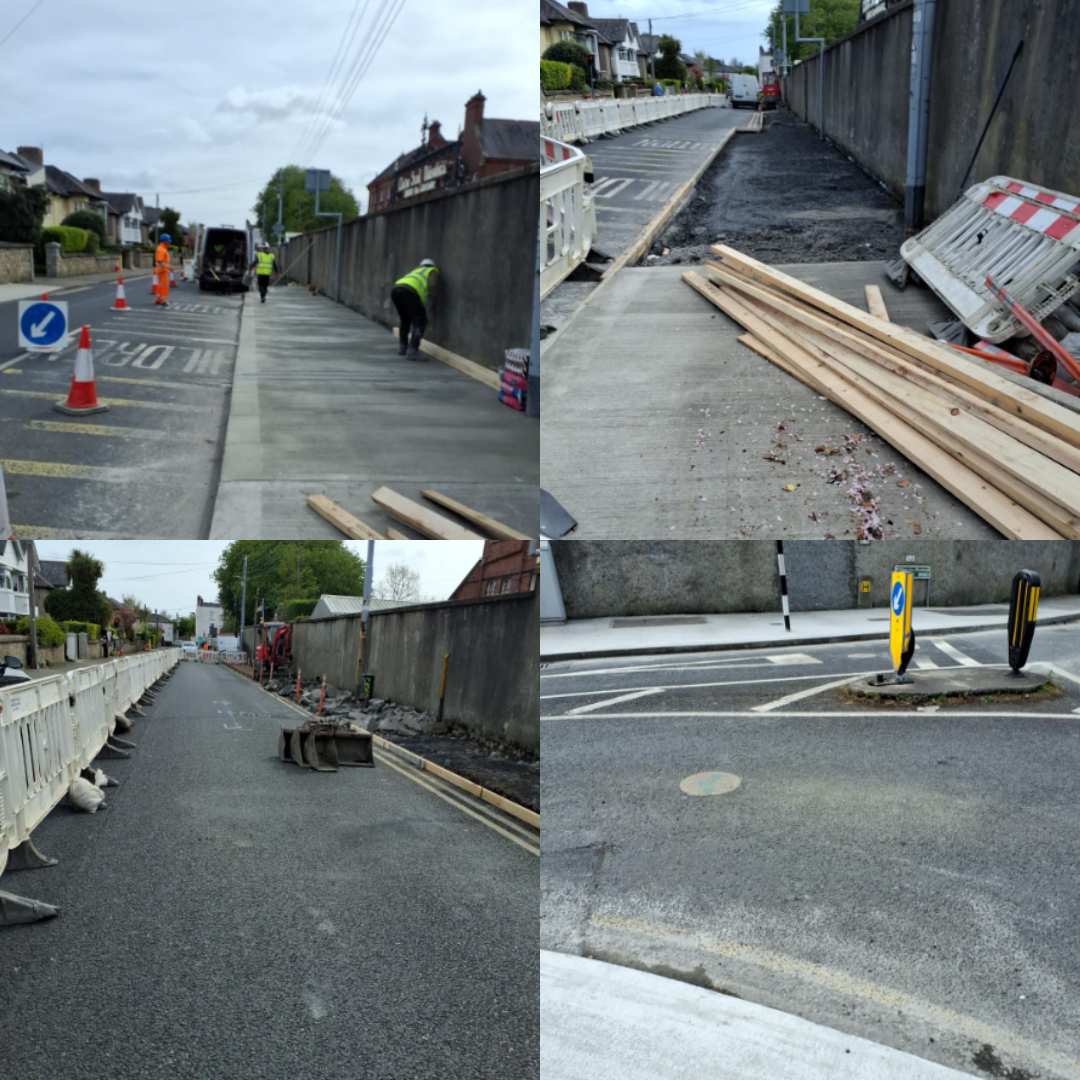photo collages of road works related to safe routes to school project