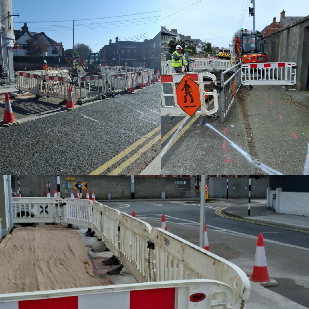 Photo collages of work being carried out at Carysfort NS Blackrock 