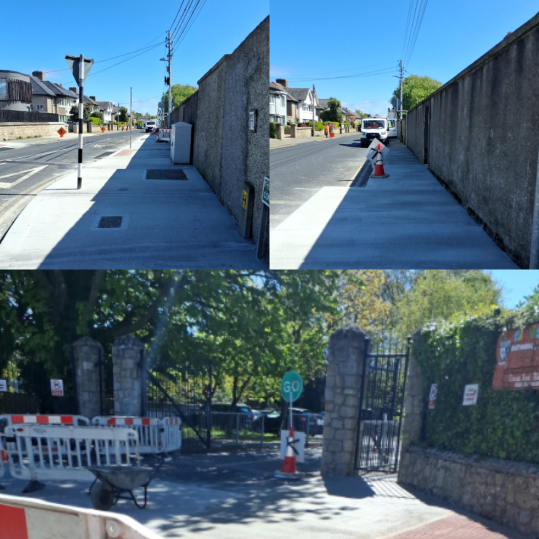 photo collages of road works related to safe routes to school project