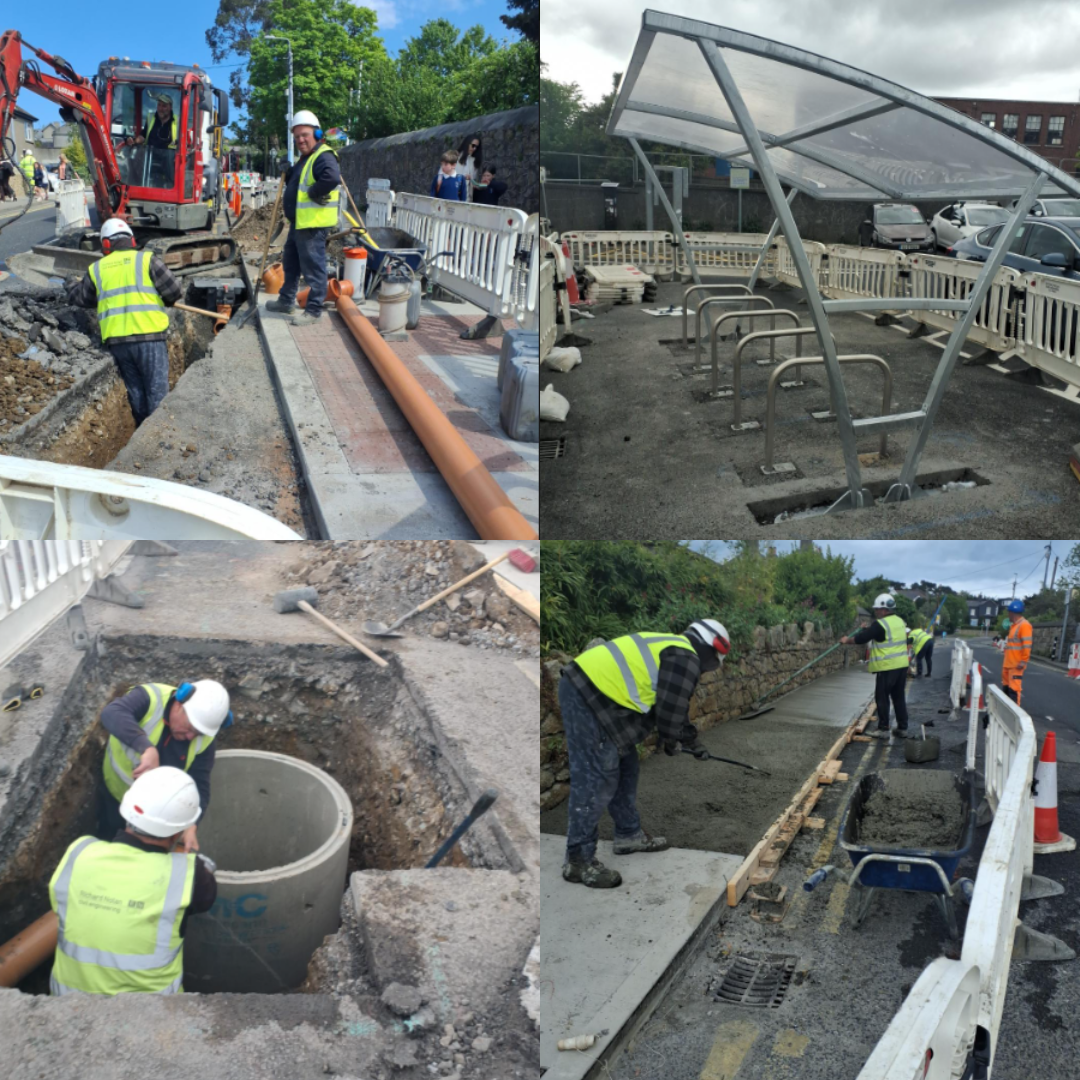 photo collages of road works