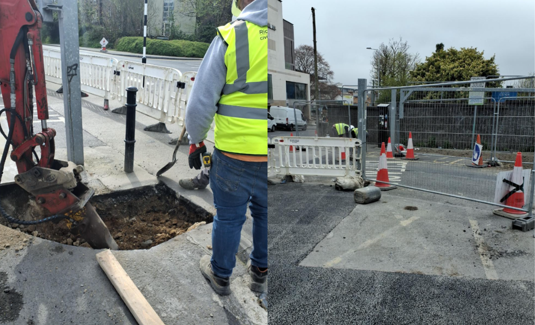 photo collages of road works