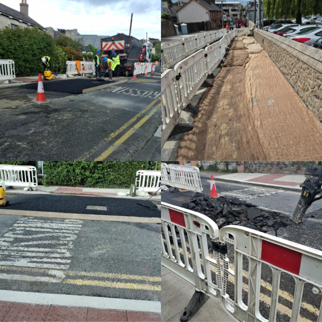 photo collages of road works