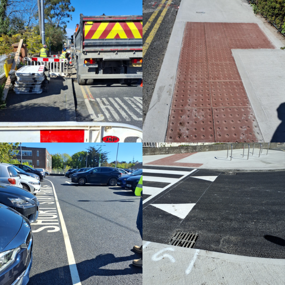 photo collages of road works related to safe routes to school project