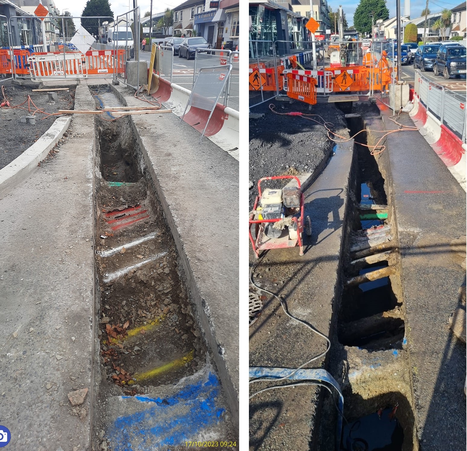 Deansgrage road works update trench for new drainage image.