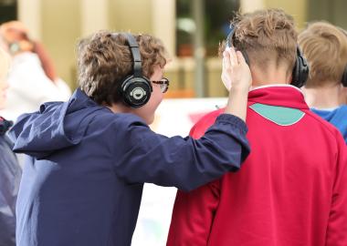 Young people enjoying a Silent Disco - Cruinniú na nÓg 2025