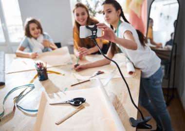 Young people making a video with a smartphone