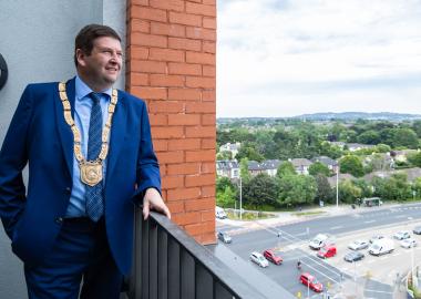 An Cathaoirleach Councillor Barry Saul at St. Laurence's Affordable Homes, Stillorgan