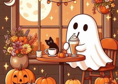 Hallowe'en Crafts with White Doodle Art  in Blackrock Library 