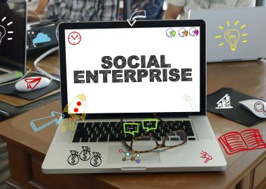 computer screen with social enterprise writing