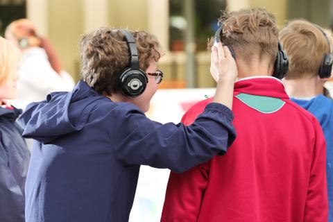 Young people enjoying a Silent Disco - Cruinniú na nÓg 2025