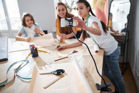 Young people making a video with a smartphone