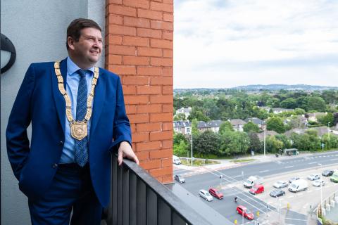 An Cathaoirleach Councillor Barry Saul at St. Laurence's Affordable Homes, Stillorgan