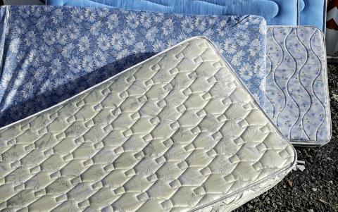 White an Blue Mattress Pile