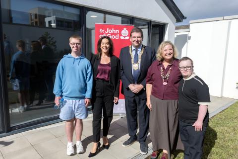 A picture of Image: Andrew McCarthy, Minister Jennifer Carroll Mac Neill T.D. An Cathaoirleach of Dún Laoghaire-Rathdown County Council Cllr Barry Saul, Michelle Thunder, CEO St John of God Housing Association and Colm Neilan.