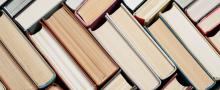 Books arranged in a chevron pattern