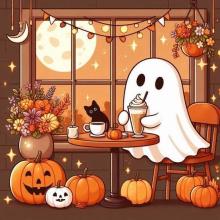 Hallowe'en Crafts with White Doodle Art  in Blackrock Library 