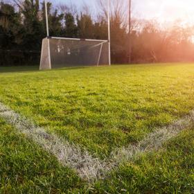 Sports Pitch green grass and goalpost