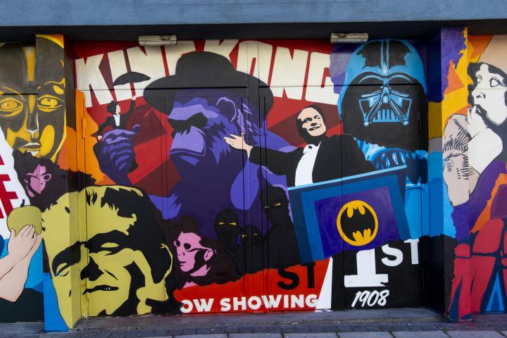Part of mural with cinema theme
