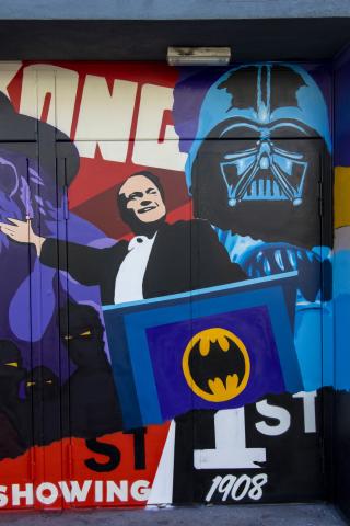 Part of mural with cinema theme
