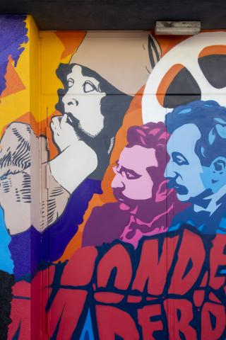 Part of mural with cinema theme