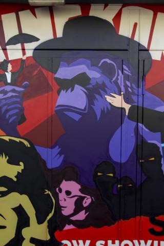 King Kong part of mural with cinema theme