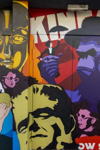 Frankenstein part of mural with cinema theme