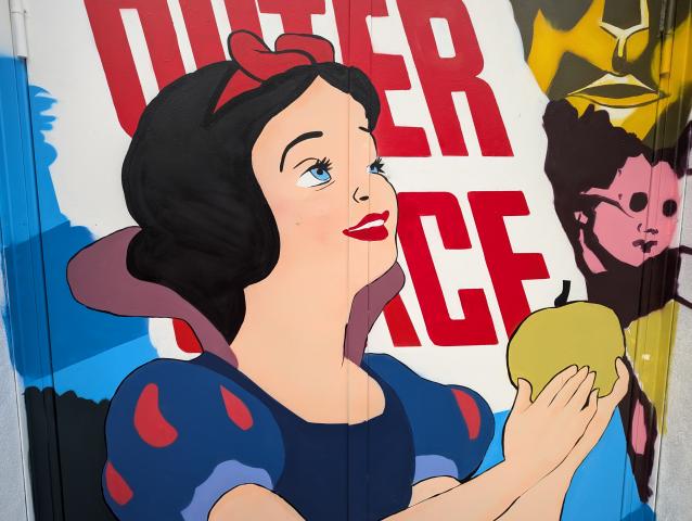 Snow White close up part of mural with cinema theme
