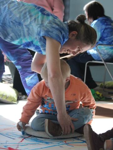 Artist Helen Barry at work