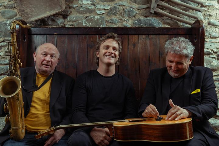 Simon Morgan pictured in the centre of the photograph with Richie Buckley to his left and Drazen Derek to his right